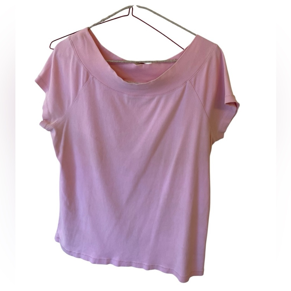 Vintage Jones New York Sport Pink Relaxed Blouse with Wide Scoop Neckline